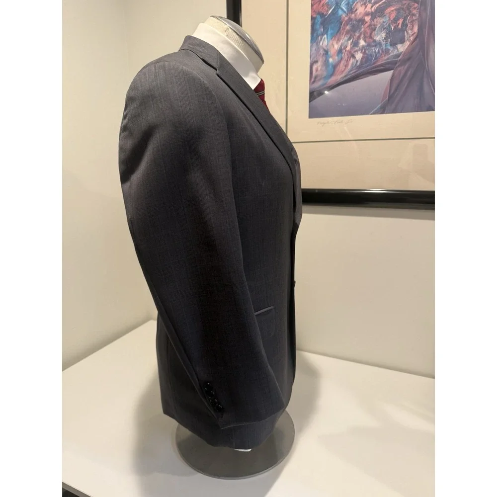Hickey Freeman 44R Gray Glen Plaid 100% Worsted Wool Blazer 42R  Milburn USA